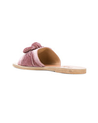 Sandales plates en velours roses Ancient Greek Sandals