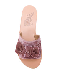 Sandales plates en velours roses Ancient Greek Sandals