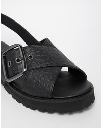 Sandales plates épaisses noires Asos