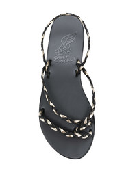 Sandales plates noires et blanches Ancient Greek Sandals