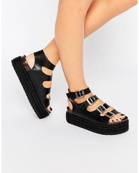 Sandales plates noires Asos
