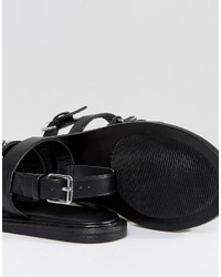 Sandales plates noires Pull&Bear