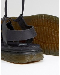 Sandales plates noires Dr. Martens