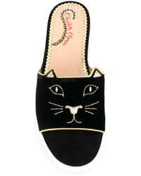 Sandales plates noires Charlotte Olympia