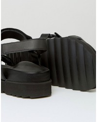 Sandales plates noires Sixty Seven