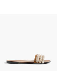 Sandales plates ornées beiges