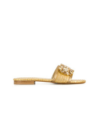 Sandales plates ornées dorées Emanuela Caruso