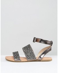 Sandales plates ornées grises Asos