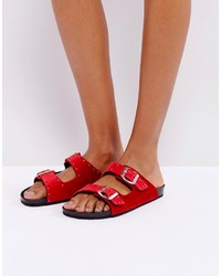 Sandales plates rouges Sixty Seven