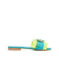 Sandales plates turquoise Emanuela Caruso