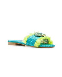 Sandales plates turquoise Emanuela Caruso