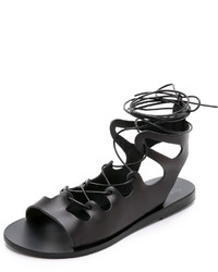 Sandales spartiates en cuir noires Ancient Greek Sandals