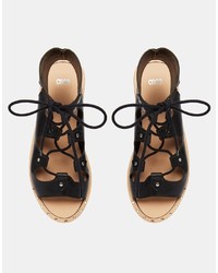 Sandales spartiates en cuir noires Asos