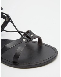 Sandales spartiates en cuir noires Asos