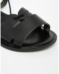 Sandales spartiates en cuir noires Asos