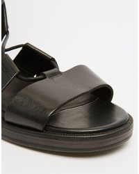 Sandales spartiates en cuir noires Vagabond
