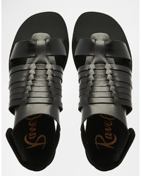 Sandales spartiates en cuir noires