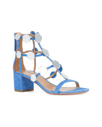 Sandales spartiates en daim ornées bleues Aquazzura