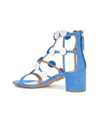 Sandales spartiates en daim ornées bleues Aquazzura