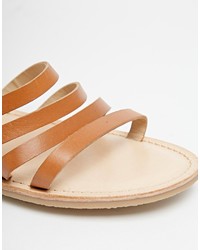 Sandales spartiates hautes en cuir marron clair Asos
