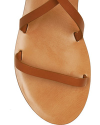Sandales spartiates hautes en cuir marron Valentino