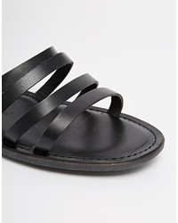 Sandales spartiates hautes en cuir noires Asos