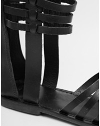 Sandales spartiates hautes en cuir noires Asos