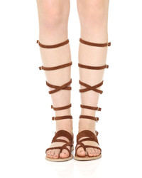 Sandales spartiates hautes en daim noires Ancient Greek Sandals