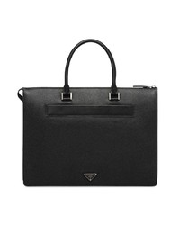 Serviette en cuir noire Prada