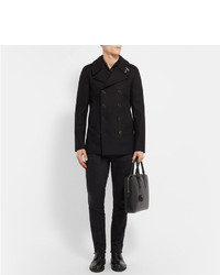 Serviette en cuir noire Saint Laurent