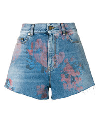 Short à fleurs bleu Saint Laurent