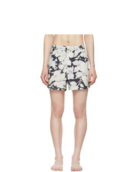 Short de bain à fleurs blanc et bleu marine