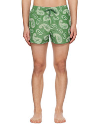 Short de bain imprimé cachemire vert