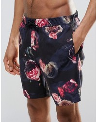 Short de bain imprimé noir Asos