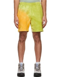 Short de running imprimé tie-dye chartreuse