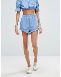 Short en chambray bleu clair