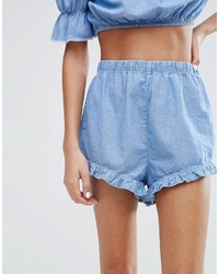 Short en chambray bleu clair