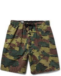 Short en coton camouflage vert foncé