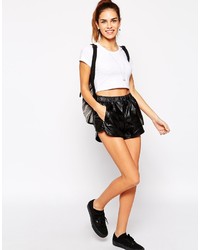 Short en cuir noir Motel