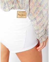 Short en denim blanc Pepe Jeans