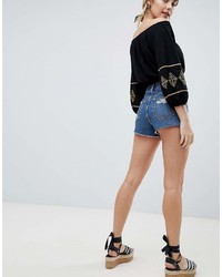 Short en denim bleu Miss Selfridge