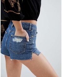 Short en denim bleu Miss Selfridge