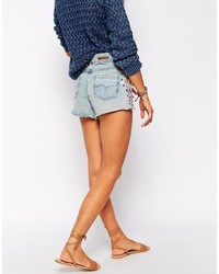 Short en denim brodé bleu clair Bellfield