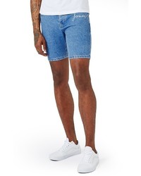 Short en denim brodé bleu marine