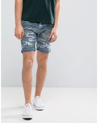 Short en denim camouflage gris