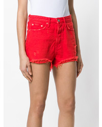 Short en denim déchiré rouge Grlfrnd