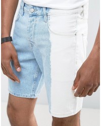 Short en denim imprimé bleu clair Asos