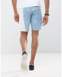 Short en denim imprimé bleu clair Asos