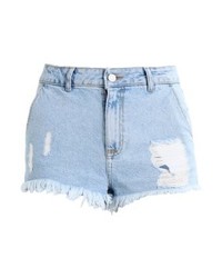 Short en denim imprimé bleu clair Missguided