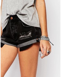 Short en denim noir Lira